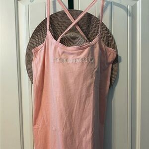 Vintage Victoria’s Secret Y2K Cami Tank Pale Peach color Size L criss cross back